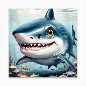 Watercolour Chibi Shark Canvas Print