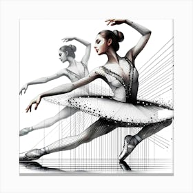 Ballerinas - Abstract Line Art Illustration 35 Canvas Print