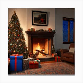 Christmas Tree In The Living Room 19 Canvas Print