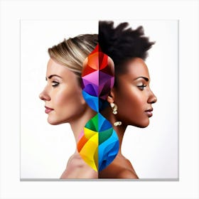 Two Women With Rainbow Colored Hair Canvas Print