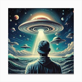 Firefly Cosmic Voyage A Surreal Hand Drawn Fantasy Of Floating Ufos And Dreamlike Waves 54573 (2) Canvas Print