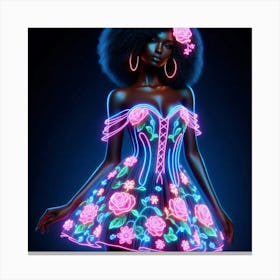 Neon Girl In A Dress 1 Canvas Print