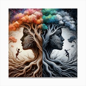 Nature’s Duality, Tree of Life, Psychology, Human Canvas Print