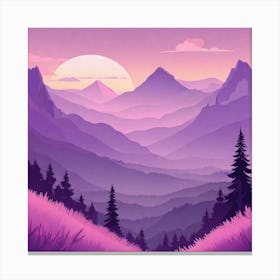 Misty mountains background in purple tone 65 Canvas Print