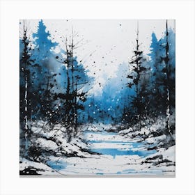 Winter Forest Watercolor Painting 1 Canvas Print