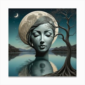 Woman With A Tree Canvas Print