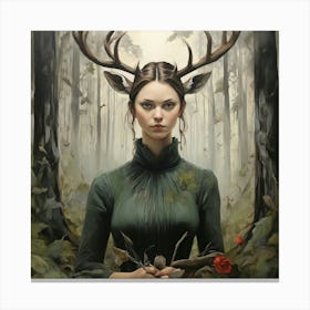 Deer In The Woods 1 Canvas Print
