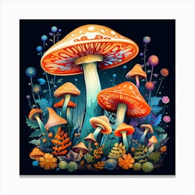 Mushrooms In The Forest 94 Canvas Print