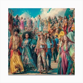 Group Of People In Costumes Canvas Print