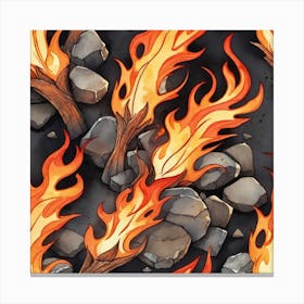 Seamless Pattern Of Fire 7 Canvas Print