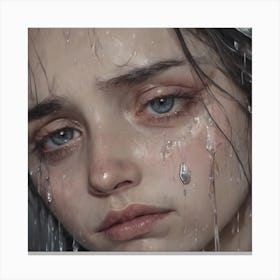 Girl With Tears On Her Face Canvas Print