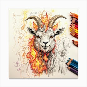 Goat With Flames 5 Canvas Print