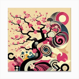 Abstract modernist sakura tree 3 Canvas Print