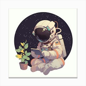 Astronaut Reading A Book 6 Canvas Print