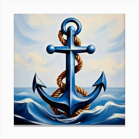 Ship anchor, Ropes, Oil painting 13 Canvas Print