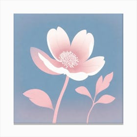 A White And Pink Flower In Minimalist Style Square Composition 405 Canvas Print