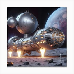 Spaceships On The Moon Canvas Print