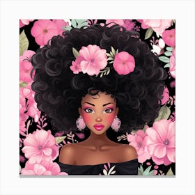 Afro Girl With Flowers 5 Canvas Print