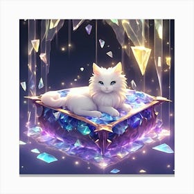 White Cat In A Box Canvas Print