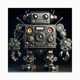 A Robot Made Of Analog Stereo Equipment, Digital Art 1 Canvas Print