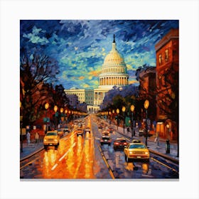 Dc Capitol Building At Night Canvas Print