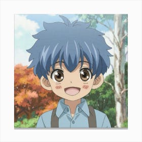 Anime Boy With Blue Hair Canvas Print