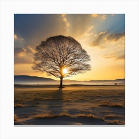 Lone Tree At Sunrise Canvas Print