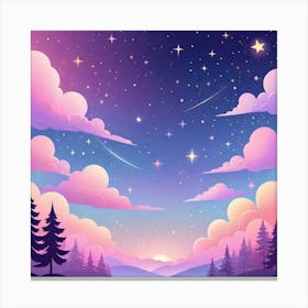 Sky With Twinkling Stars In Pastel Colors Square Composition 238 Canvas Print