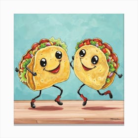 Dancing Tacos Fiesta Madness Print Art Canvas Print