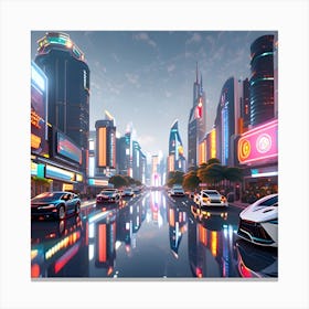 Metaverse, futuristic city, virtual world, white, hyper-realism, ultra-realism Canvas Print