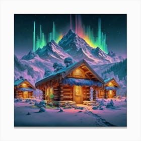 Mountain village snow wooden 6 15 Canvas Print