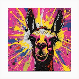 Pop Art Style Ink Splat Llama Canvas Print