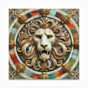 Mosaic Lion Head Canvas Print