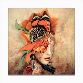 Butterfly Lady Square Canvas Print