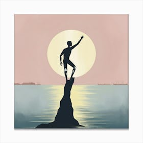 Man On A Rock Canvas Print