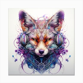 Fox With Headphones Canvas Print