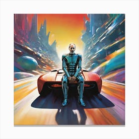 Man In A Futuristic Car Canvas Print