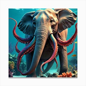 Elephant Octopus Hybrid A Large Elephant With Tentacles Canvas Print