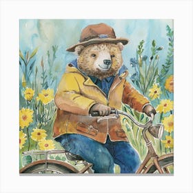 Bear On A Bike 4 Canvas Print