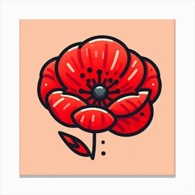 Large red poppy flower, Vector art 1 Canvas Print