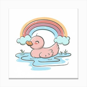 Duck With Rainbow Canvas Print