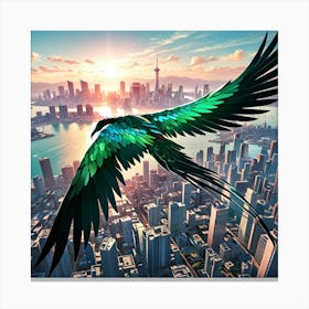 Parrot Flying Over City 1 Canvas Print