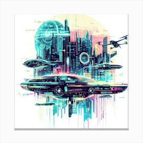 Futuristic City.Generated AI. Wall Art Print 1 Canvas Print