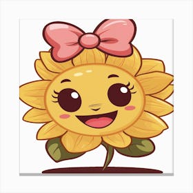 Happy  Smilling Sunflower, kids Canvas Print