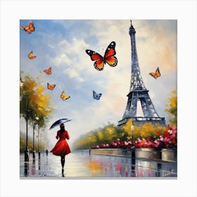 Butterfly In The Rain Canvas Print