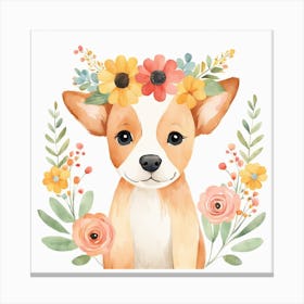 Floral Baby Dog Nursery Illustration (24) Canvas Print