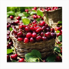 Cherry In Basket Canvas Print