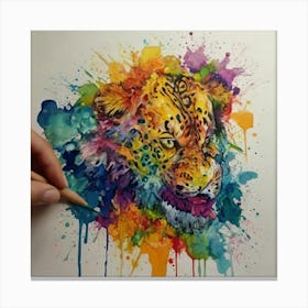 Jaguar Watercolor Painting Canvas Print