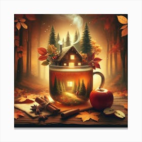 Autumn House In A Cup Canvas Print