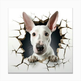 Dog Peeking Through A Hole Canvas Print